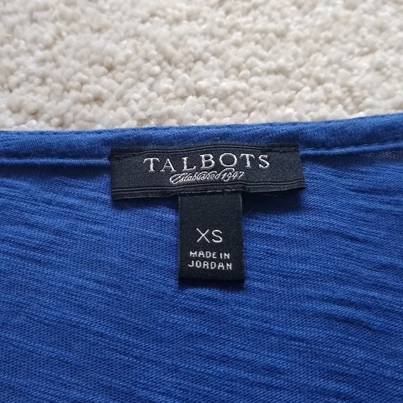 Talbots lightweight blue slub cotton waterfall open front cardigan XS - Picture 6 of 7